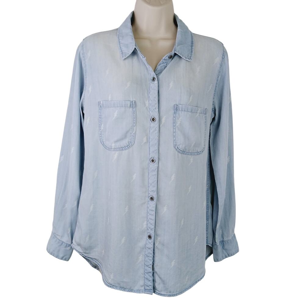 Rails Sz S Carter Chambray Denim Button Down Whit… - image 2
